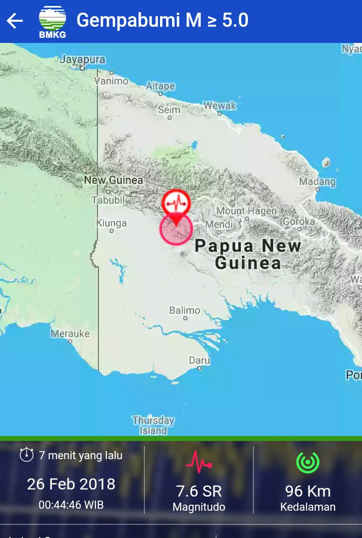 Gempa Tektonik Di Papua New Guinea Mengakibatkan Sejumlah Bangunan Dan Fasilitas Umum Di Kabupaten Boven Digoel Mengalami Kerusakan.