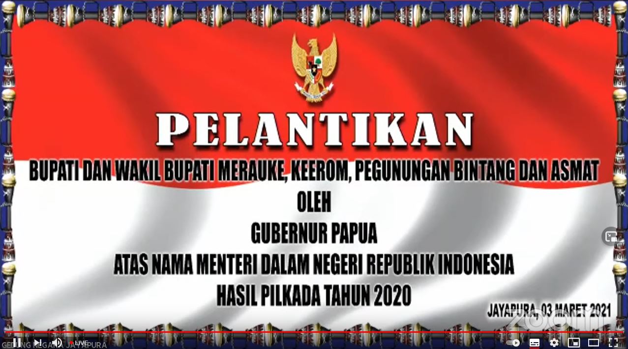 LIVE - ACARA PELANTIKAN BUPATI DAN WAKIL BUPATI MERAUKE (03 MARET 2021)