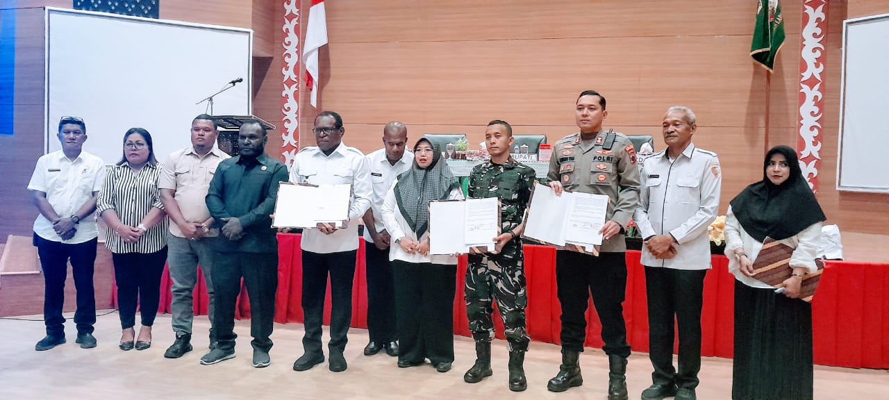 Pemkab Merauke Lakukan PKS Bersama TNI-Polri Tentang Pendampingan Satuan Pendidikan