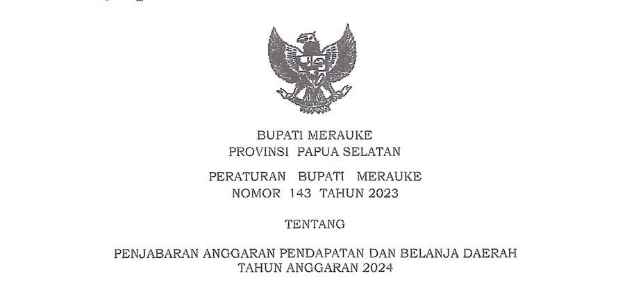 PERBUP Nomor 143 Tahun 2023 Tentang Penjabaran Anggaran Pendapatan dan Belanja Daerah TA 2024