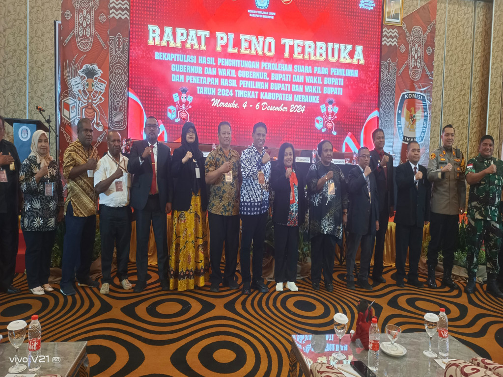 KPU Merauke Gelar Rapat Pleno Terbuka Rekapitulasi Perolehan Suara Pilkada 2024