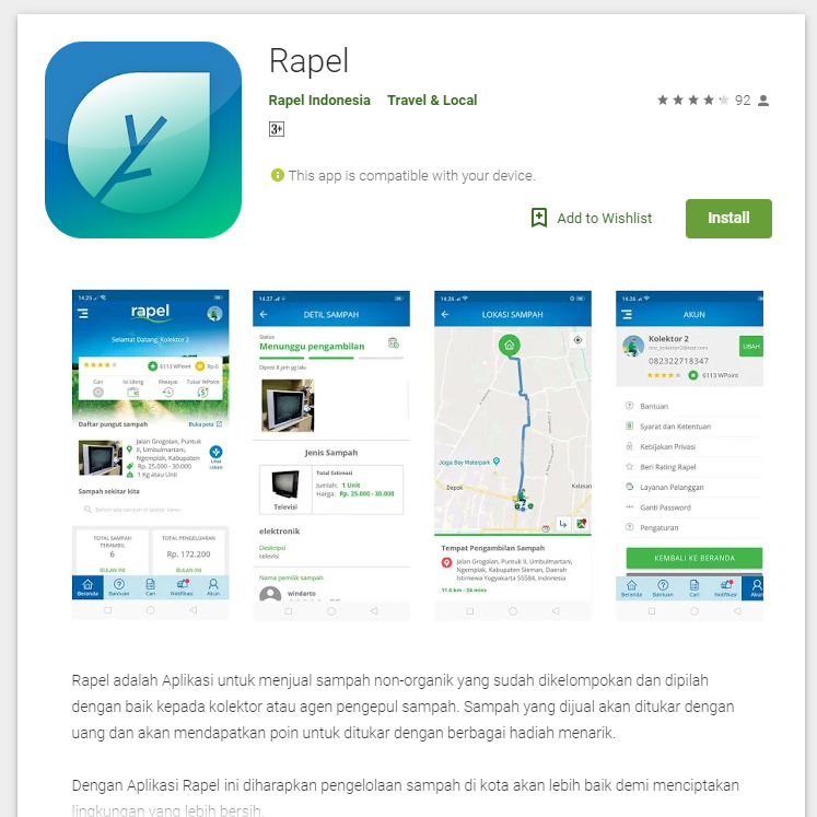 RAPEL, Aplikasi Pengelolaan Sampah dari jogja