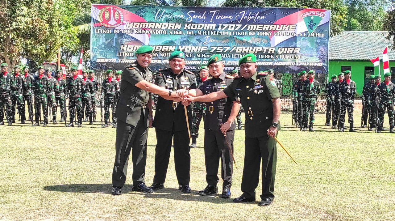 Danrem 174/ATW Pimpin Sertijab Dandim 1707/Merauke dan Danyon 757/GV