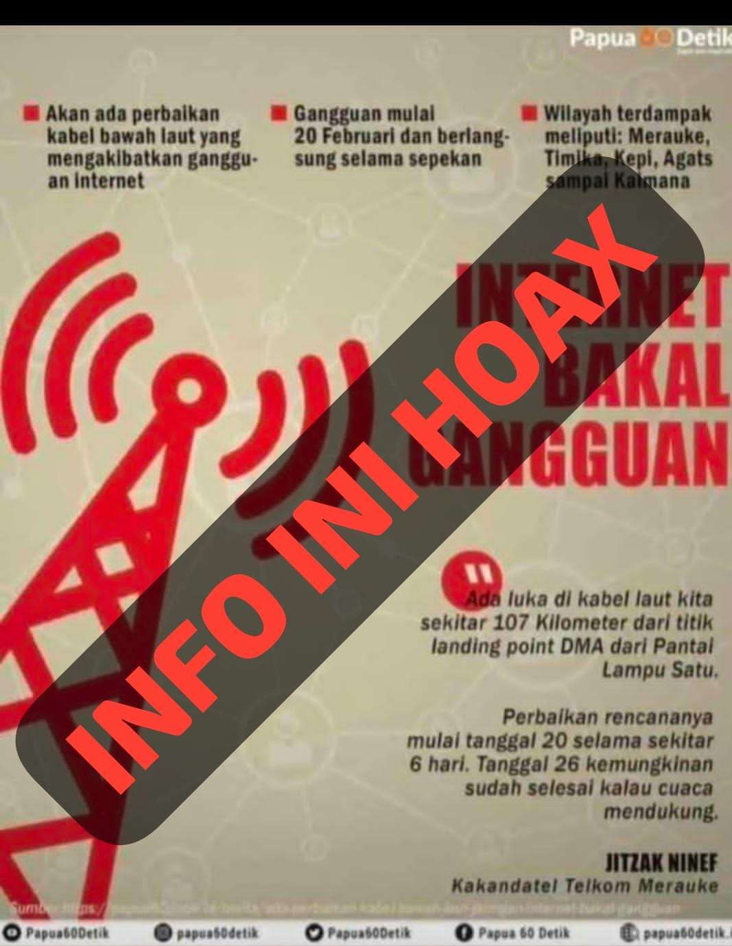 Jaringan Internet Bakal Gangguan di Merauke, HOAX